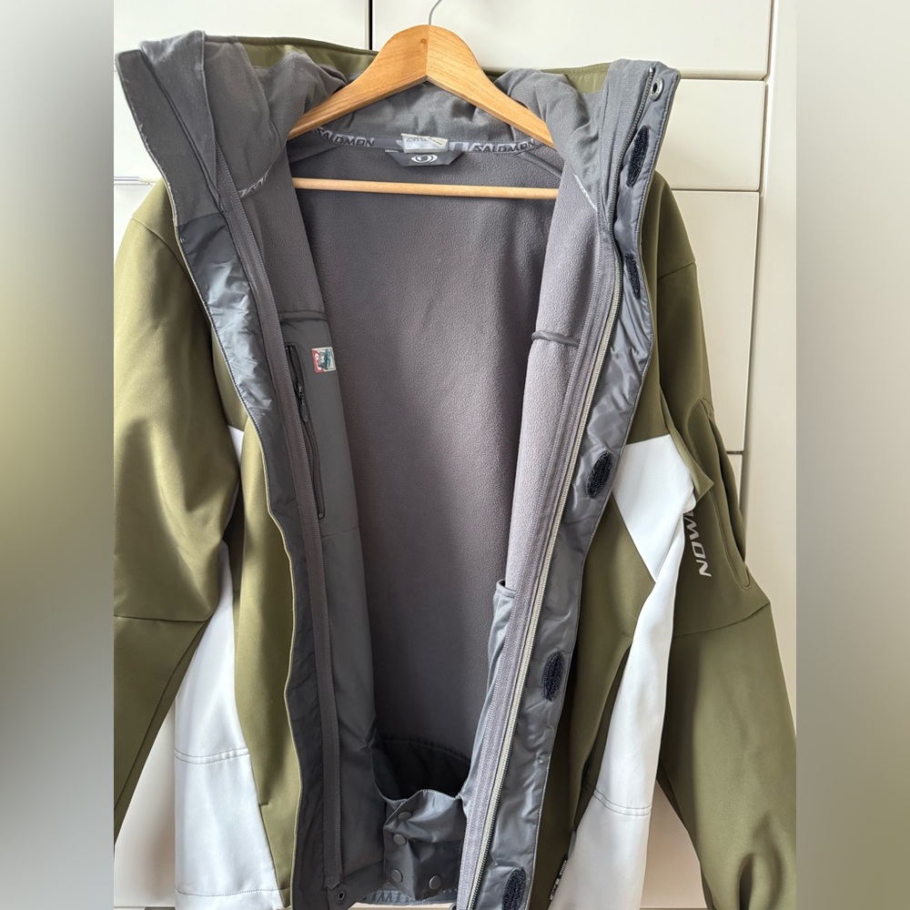 Salomon Clima Pro Men’s Ski Jacket Olive/White Size L Waterproof - Picture 5 of 15